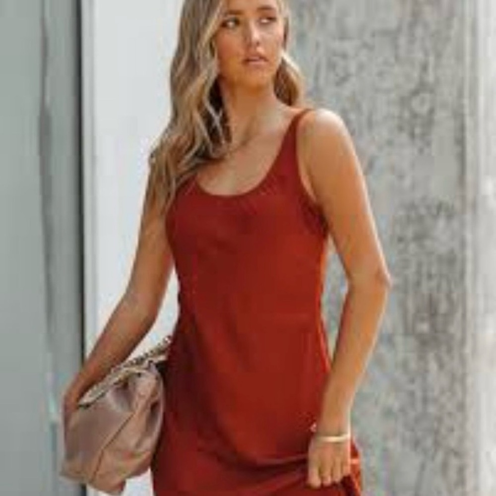 Susina Burnt Rust Red Orange Sleeveless Maxi Dress